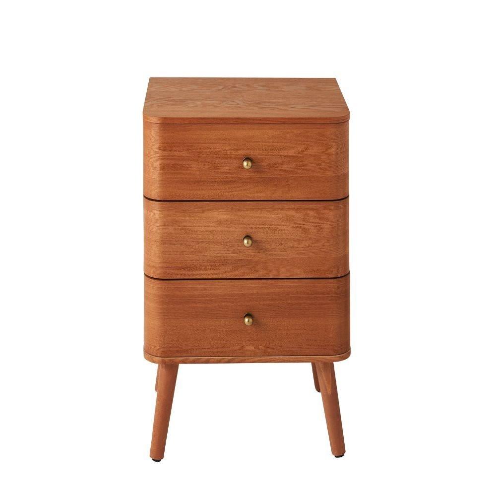 NACHTTISCH mit 3 Schubladen und abgerundeten Kantenfronten 35/71/42 cm - Apfelbaumfarben, Holzwerkstoff (35/71/42cm) - Calicosy