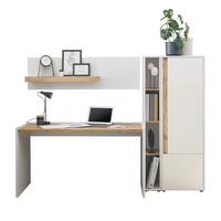 SCHREIBTISCHKOMBINATION 4-teilig weiß matt, Eiche Wotan 213 cm, Büromöbel Set mit viel Stauraum - Eichefarben/Eiche Wotan, Holzwerkstoff/Kunststoff (62/213/155cm) - Furn.Design