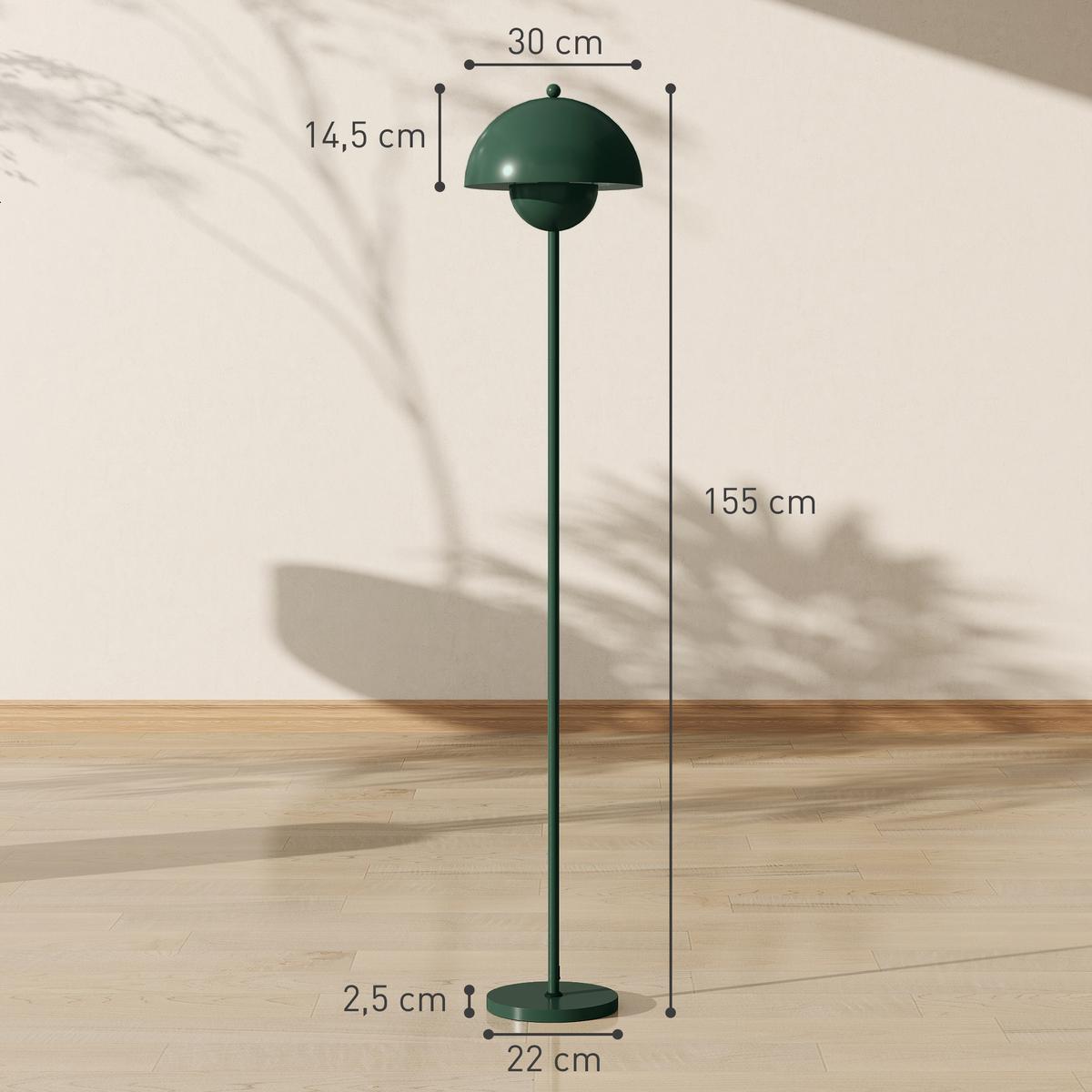 STEHLAMPE mit rundem Schirm, Fußschalter Grün - Grün, Metall (30/30/155cm) - HOMCOM