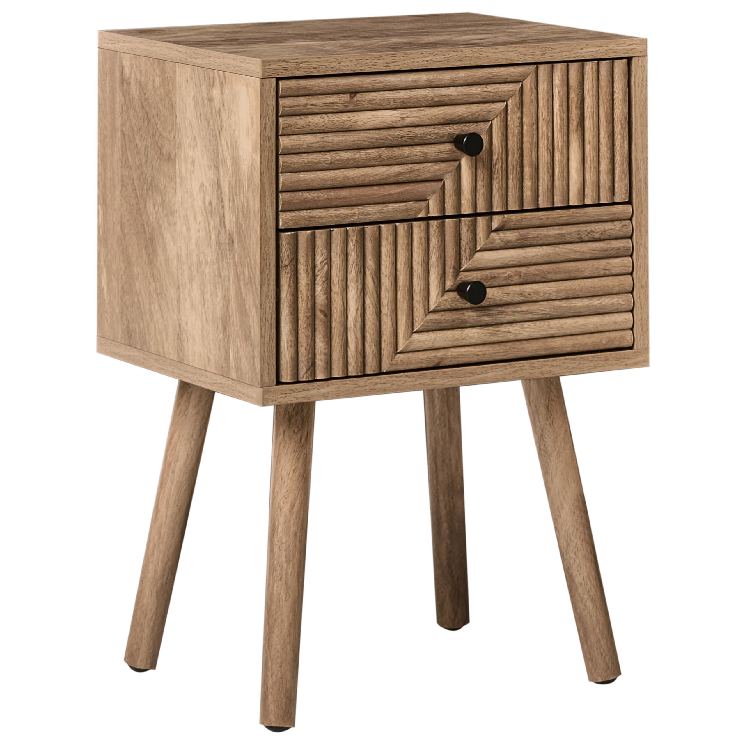 NACHTTISCH mit 2 Schubladen Hellbraun Ronge - Hellbraun, Holzwerkstoff (30/38/55cm) - Beliani