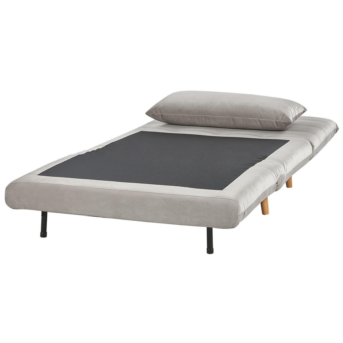 1-SITZER-SCHLAFSOFA Samtstoff Hellgrau Setten - Hellgrau, Textil (104/82/190cm) - Beliani