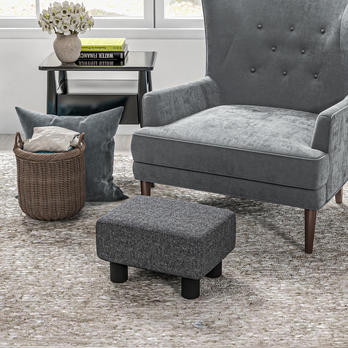 SITZHOCKER Hocker mit Leinenoptik, Dunkelgrau - Dunkelgrau, Kunststoff (30/24/40cm) - HOMCOM
