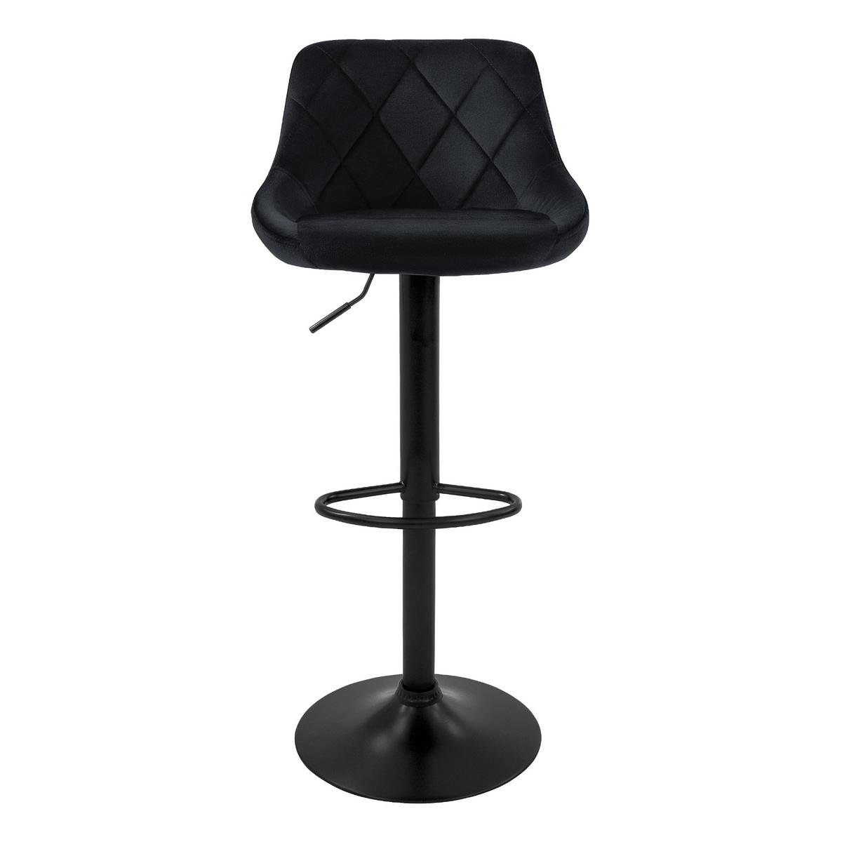 BARHOCKER 2er Set aus Samt Schwarz höhenverstellbar/drehbar - Schwarz, Metall (37/106/47cm) - ML-DESIGN