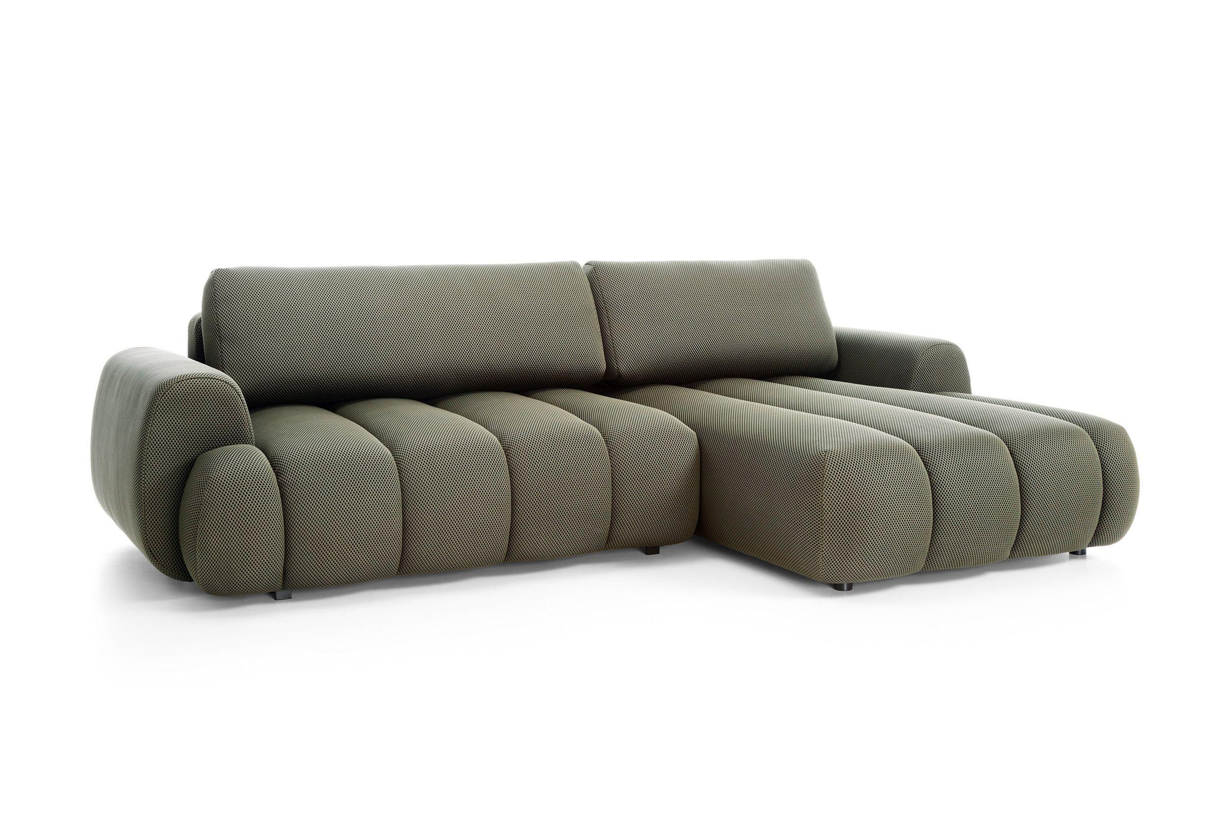 ECKSOFA SITO Grün Jersey mit Schlaffunktion - Grün, Holz (272/168cm) - MASSENO