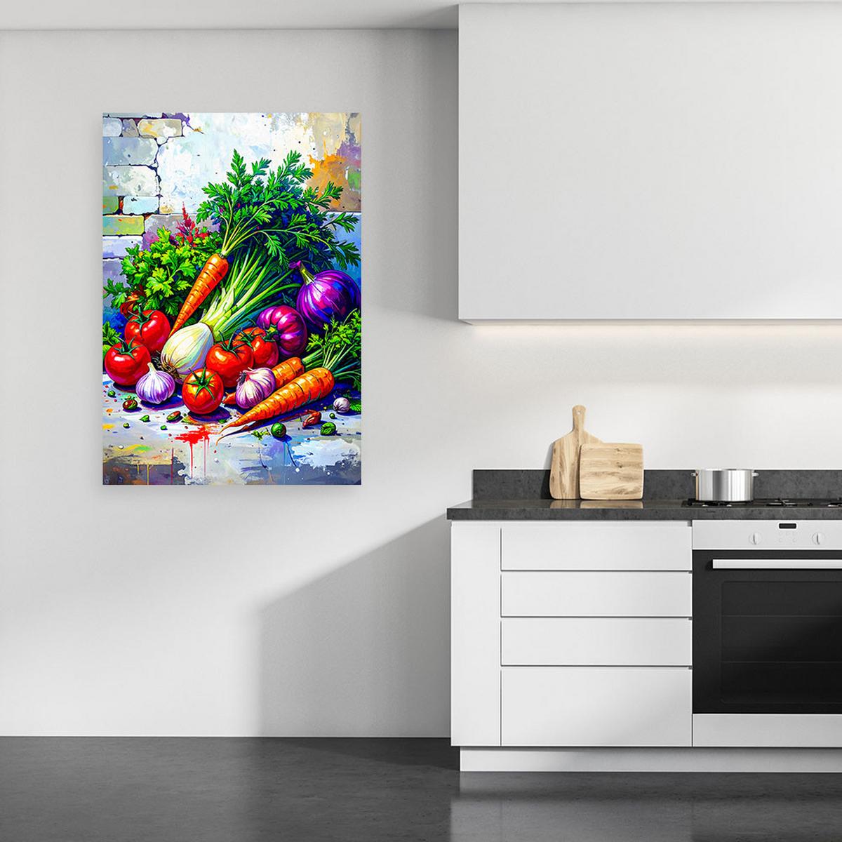 LEINWANDBILD Gemüse Stillleben 70x100cm - Multicolor, Textil (70/100cm) - Feeby
