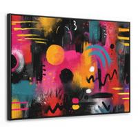 LEINWAND Bilder mit Rahmen - Farbflächen - Formen - Bunt - Abstrakt - 100x70 - Pink, Textil (100/70cm) - MuchoWow