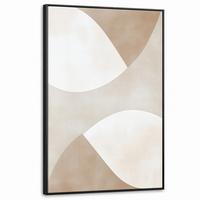 LEINWAND Bilder mit Rahmen - Braun - Japandi - Abstrakt - 100x150 - Sandfarben, Textil (100/150cm) - MuchoWow