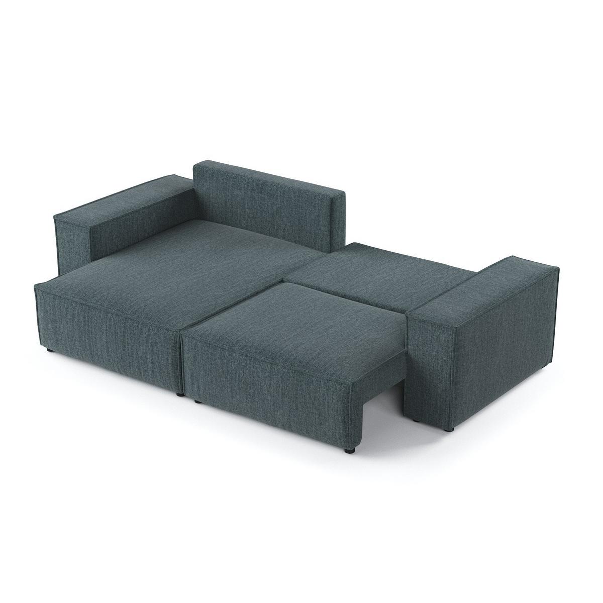 ECKSOFA SENSO mit Schlaffunktion Blaugrau im City Stoff - Blaugrau/Schwarz, Holz/Holzwerkstoff (255/148cm) - AltaBeds
