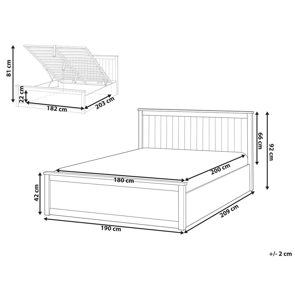 BETT mit Stauraum 180/200 Kiefernholz Weiß Lambres - Weiß, Holz (180/200cm) - Beliani