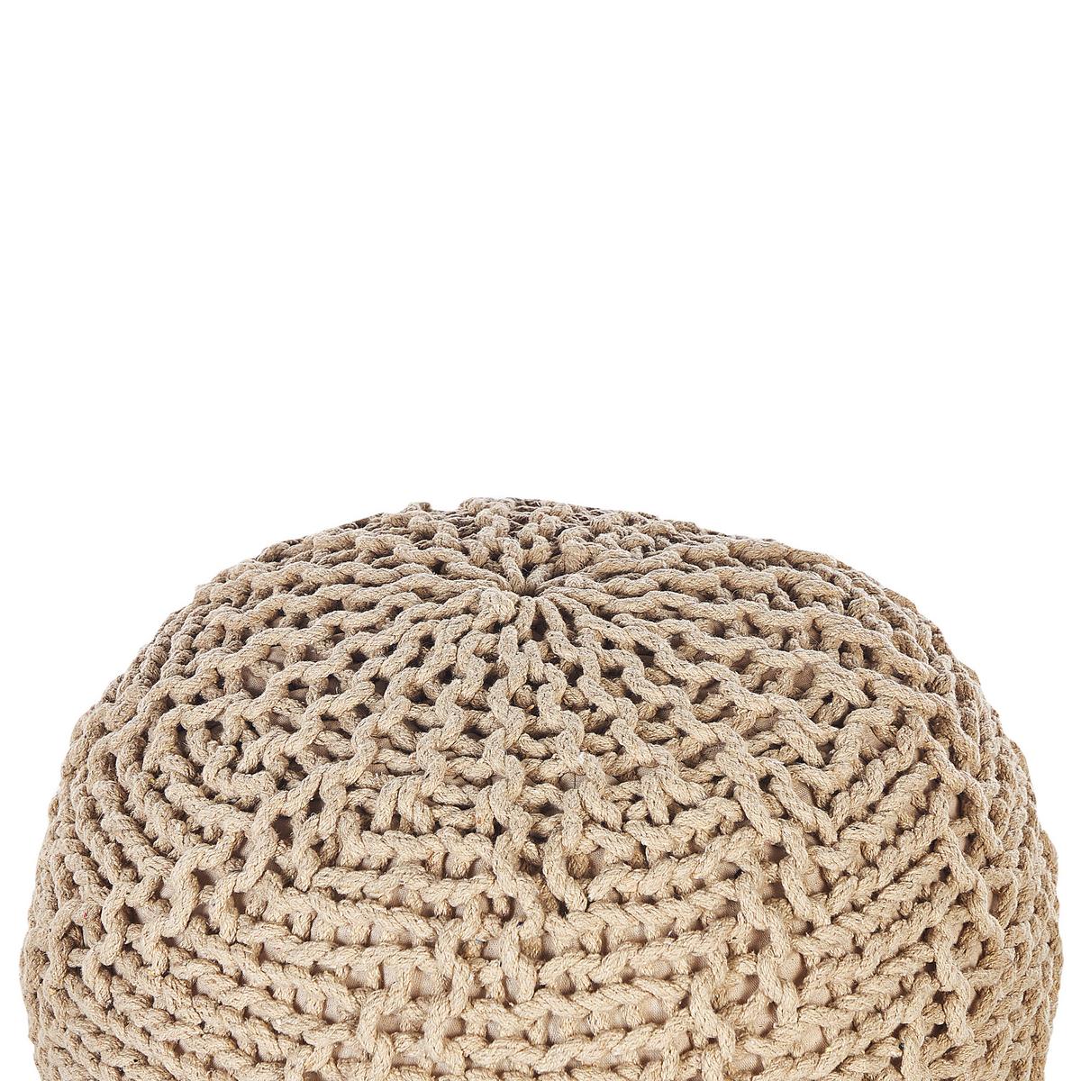 POUF Priene 50/50/35 cm - Beige, Naturmaterialien/Textil (50/35/50cm) - Beliani
