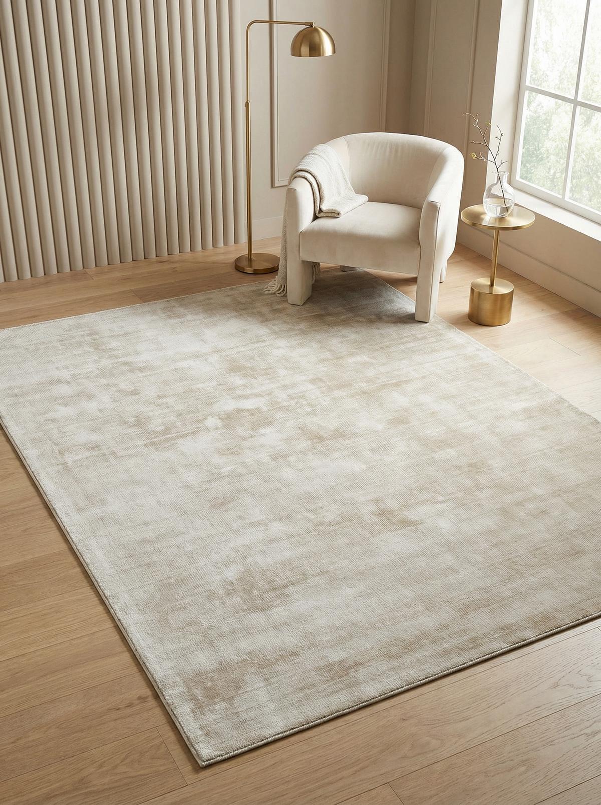 VISKOSETEPPICH handgewebt BARI, einfarbig, Beige-Grau, 160 x 230 cm - Beige, Textil (160/230cm) - KADIMA DESIGN