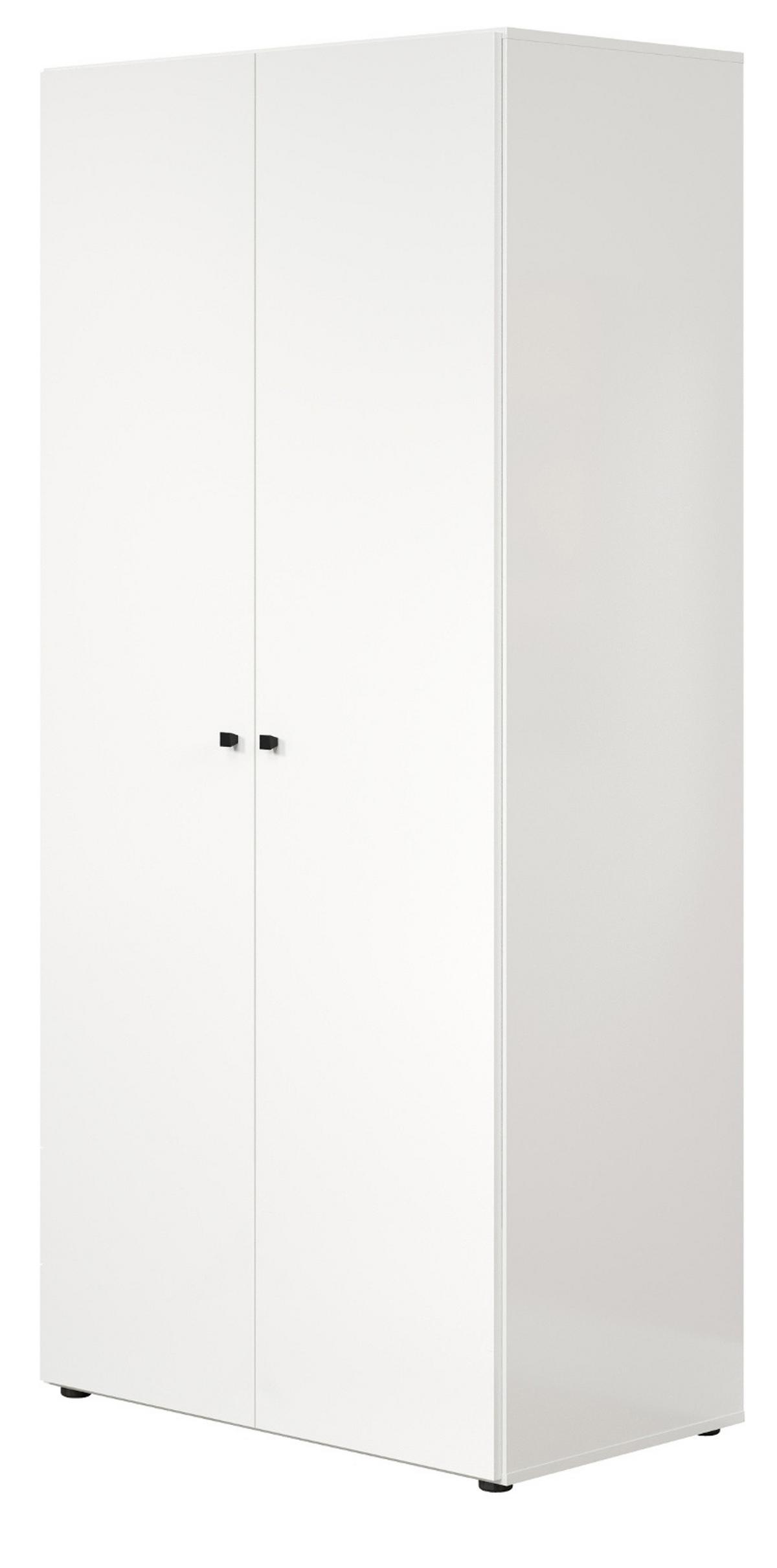 KLEIDERSCHRANK weiß 81 x 176 cm, Drehtürenschrank 2-türig - Schwarz/Weiß, Holzwerkstoff/Kunststoff (81/176/51cm) - Top.Furn