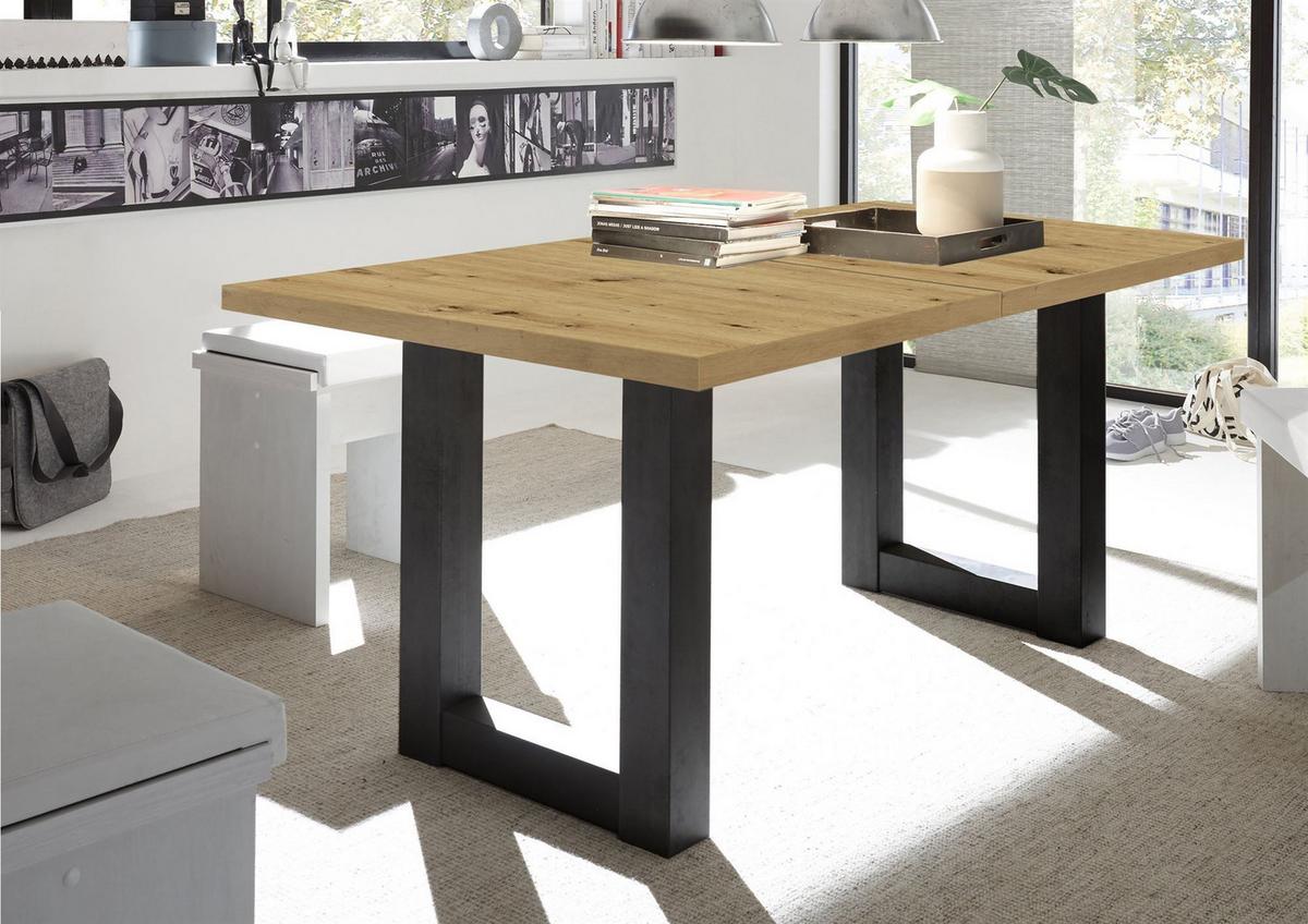 ESSTISCH ausziehbar Eila 7 160 x 90 x 75 Esszimmertisch Schwarzstahl/Asteiche - Eiche Artisan, Holz (160/90/75cm) - 58aufmkessel