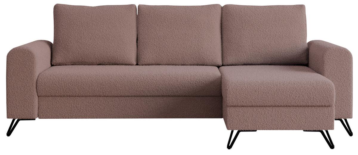 ECKSOFA Hugo Boucle Rosa - Schwarz/Rosa, Textil/Metall (242/140cm) - MKS