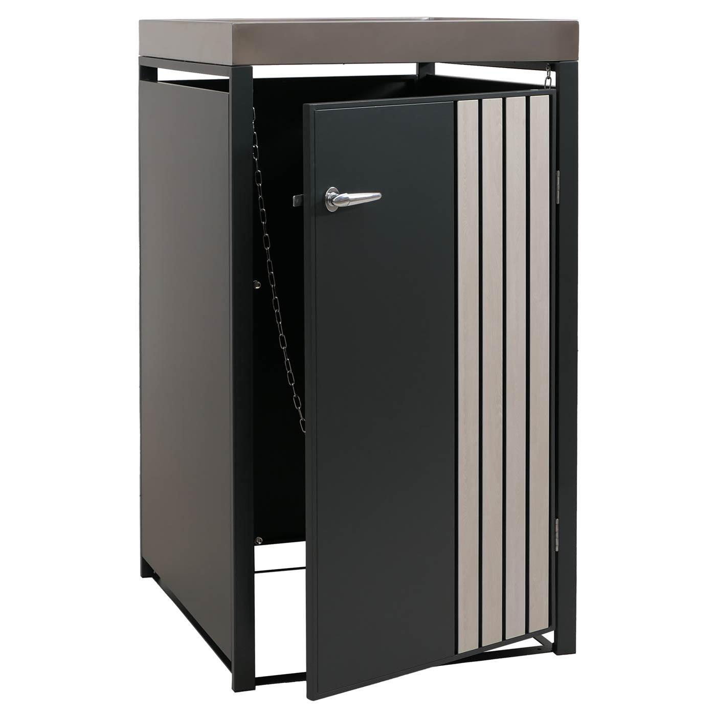 1ER-MÜLLTONNENVERKLEIDUNG Anthrazit, Hellbraun - Hellbraun/Anthrazit, Metall (68/125/84cm) - MCW