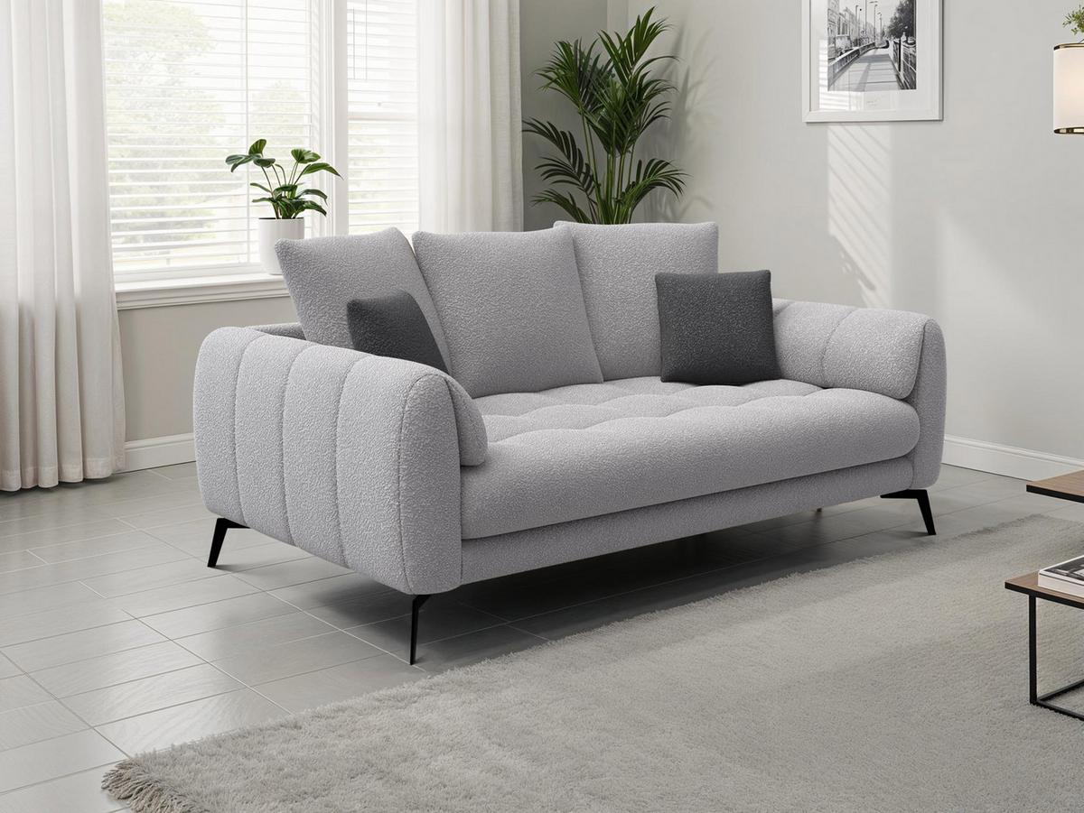 SOFA CALME 2,5-Sitzer, hellgrau - Hellgrau/Schwarz, Holz/Textil (199/92/108cm) - Wozimo