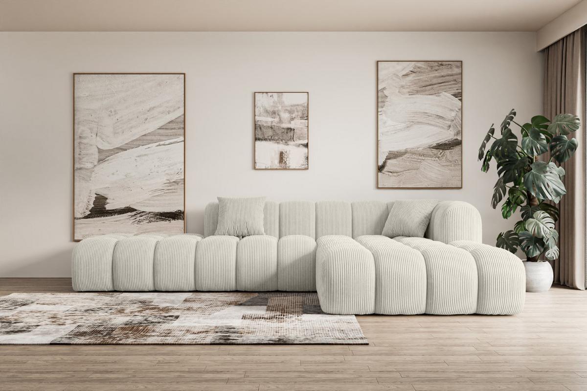 ECKSOFA Ottomane Rechts OLEA-L2 - 289x176x71 cm Creme - Hellgrau/Creme, Holzwerkstoff/Kunststoff (289/176cm) - ALTDECOR