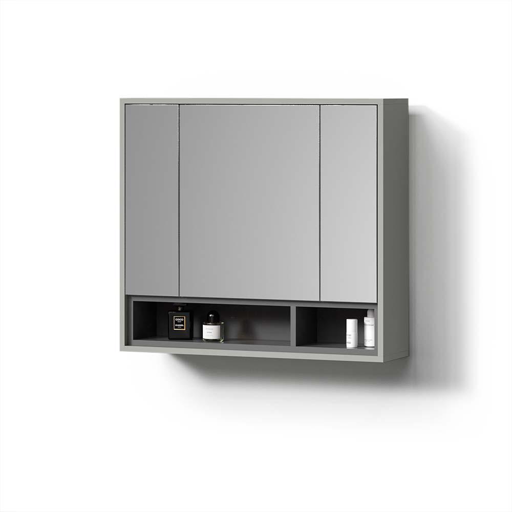 BADSPIEGELSCHRANK Temo Grau/Anthrazit 80 x 72 cm - Anthrazit/Grau, Holzwerkstoff (80/72/20cm) - Livinity®