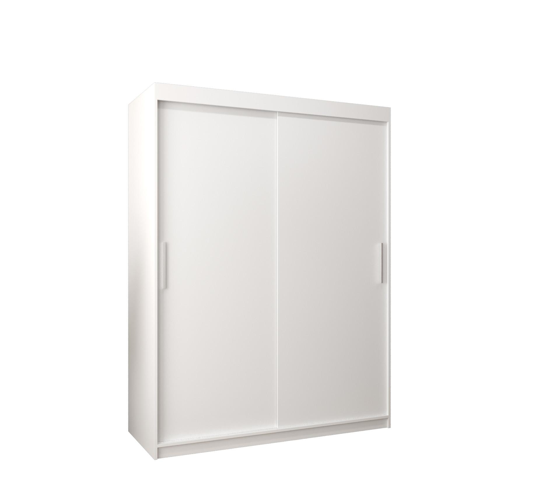 SCHIEBETÜRENSCHRANK TOKYO 200/150/62 2-türig - Silberfarben/Weiß, Holz/Kunststoff (150/200/62cm) - MÖBEL KRYSPOL