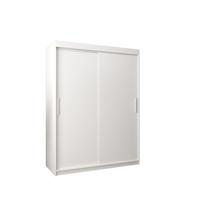 SCHIEBETÜRENSCHRANK TOKYO 200/150/62 2-türig - Silberfarben/Weiß, Holz/Kunststoff (150/200/62cm) - MÖBEL KRYSPOL