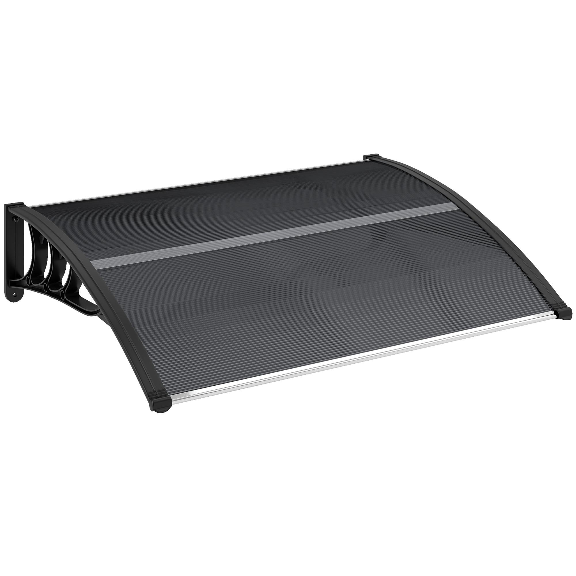 VORDACH-FÜR-HAUSTÜR Polycarbonat Schwarz - Schwarz, Kunststoff (75/23/100cm) - Outsunny
