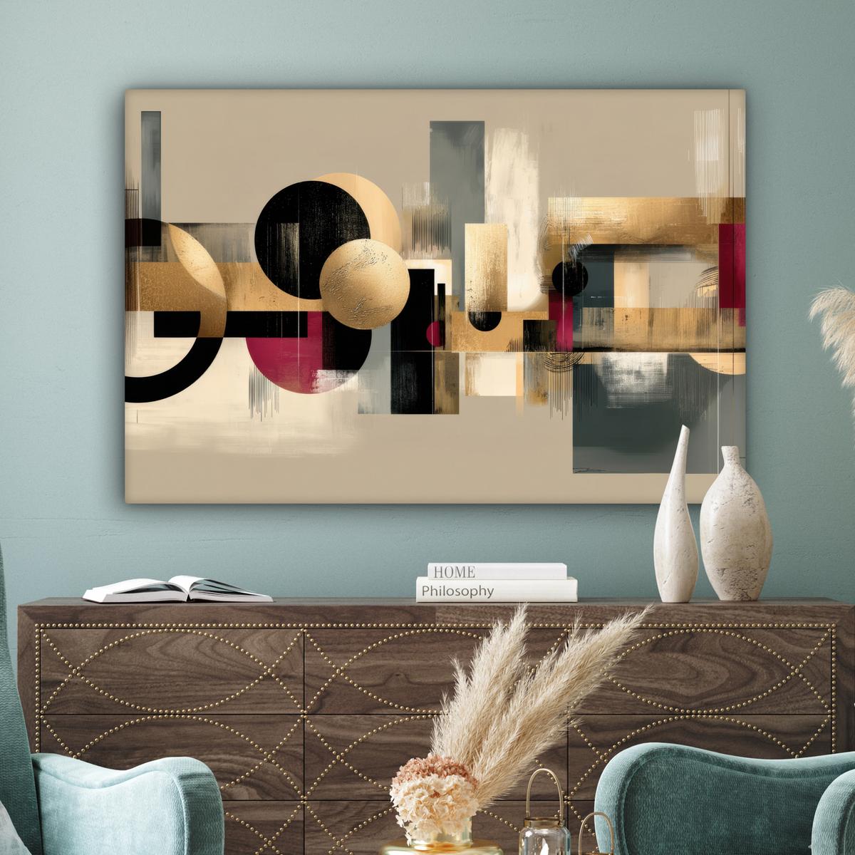 LEINWANDBILD Abstrakt - Formen - Beige - Texturen Groß 140x90 cm - Beige, Textil (140/90cm) - MuchoWow