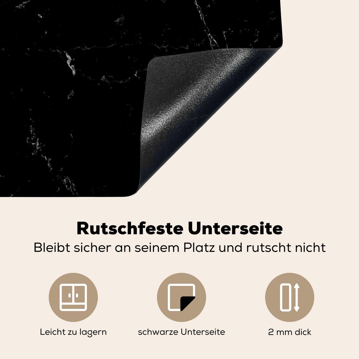 HERDABDECKPLATTE Marmoroptik - Schwarz - Luxus Induktionsmatte 78x78 cm - Grau, Kunststoff (78/78/0.2cm) - MuchoWow