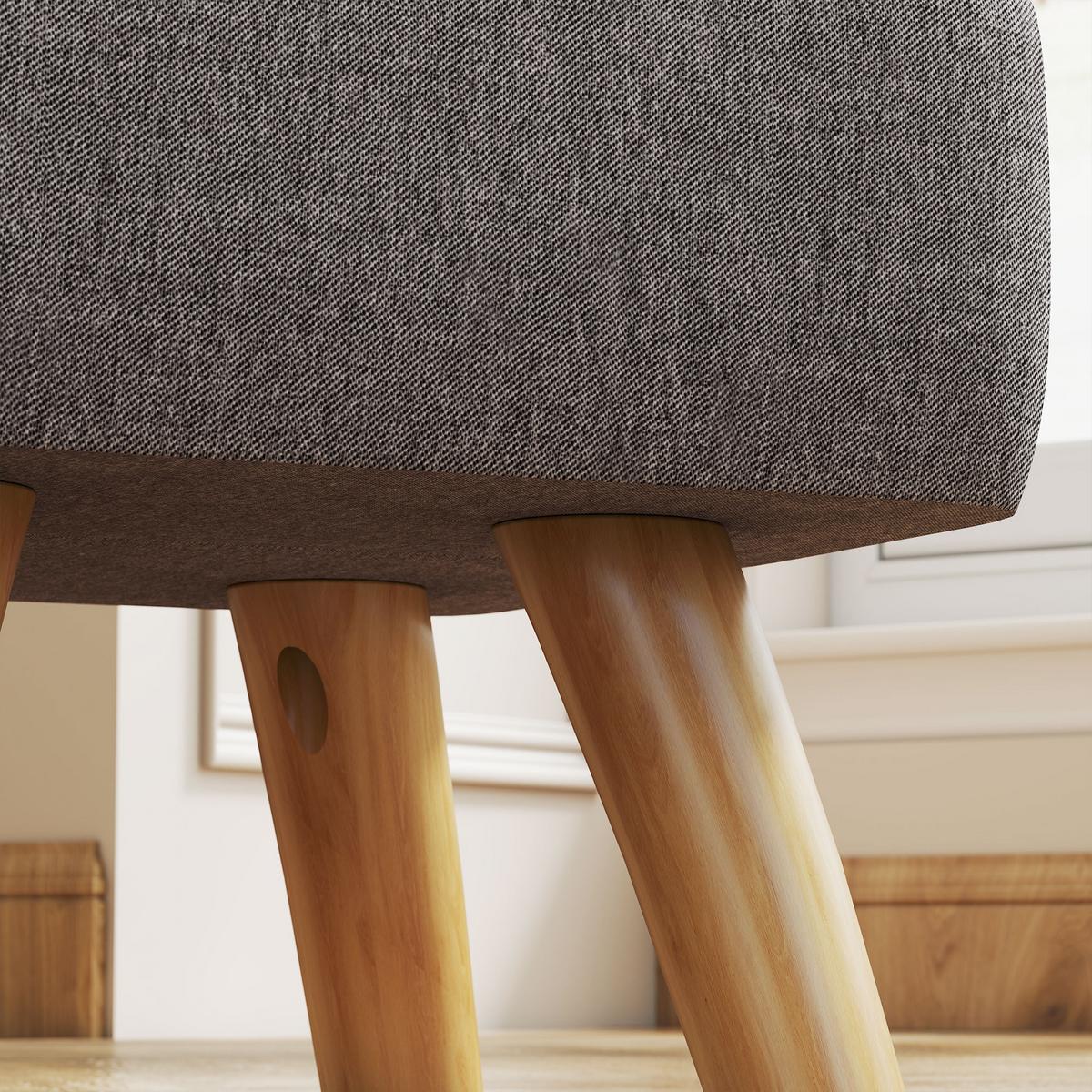FUSSHOCKER Hocker Moderner Sitzhocker mit Leinenoptik, Holzbeine, Grau - Grau, Kunststoff (27/26/27cm) - HOMCOM