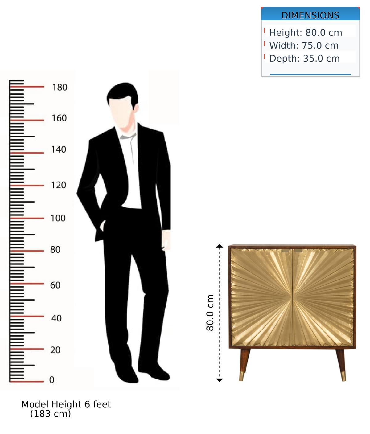 GOLDENER SCHRANK in einem reichen Kastanienholz-Finish, Nordische Beine, Gold und Braun - Messingfarben/Braun, Holz/Metall (75/80/35cm) - Artisan Furniture
