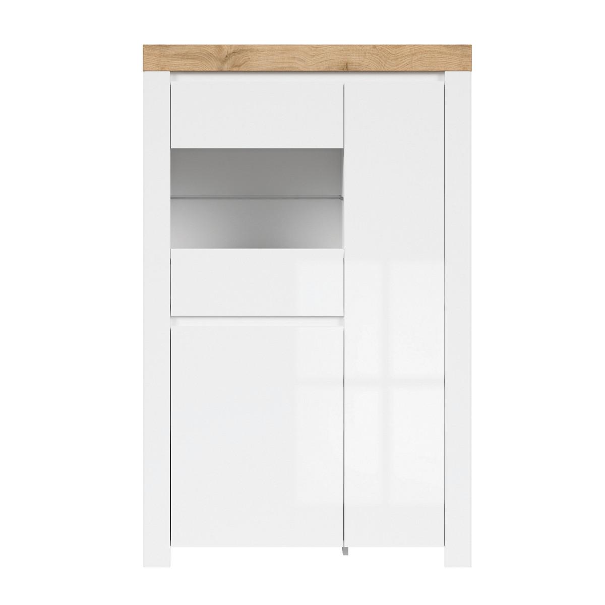 VITRINE Hella Weiß und Holz - Weiß, Holzwerkstoff (98/156/42cm) - Petits-meubles
