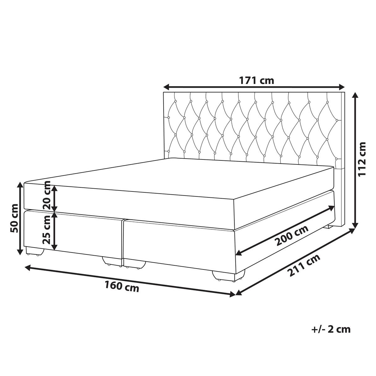 BOXBETT 160/200 cm Hellgrau Duchess - Hellgrau, Textil (160/200cm) - Beliani
