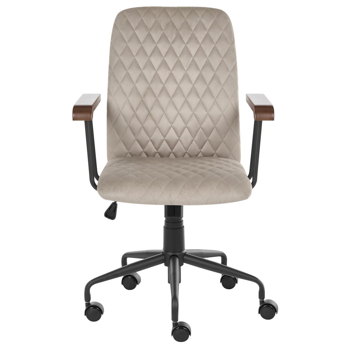 BÜROSTUHL Samtstoff Taupe Velate - Taupe, Textil/Metall (60/90/60cm) - Beliani