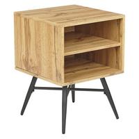 NACHTTISCH heller Holzfarbton/schwarz 40/40 cm Lubock - Hellbraun/Schwarz, Holzwerkstoff (40/55/40cm) - Beliani
