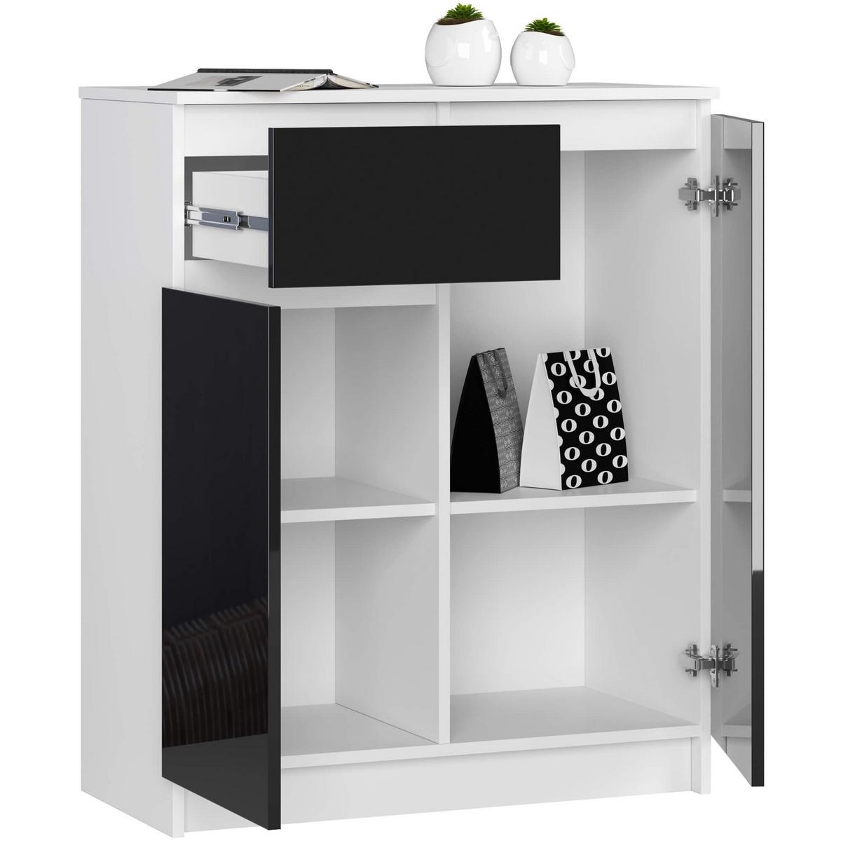 KOMMODE Weiß, Schwarz Glanz 99/80/40 - Weiß, Holzwerkstoff (80/99/40cm) - RAUMHIRSCH FURNITURE