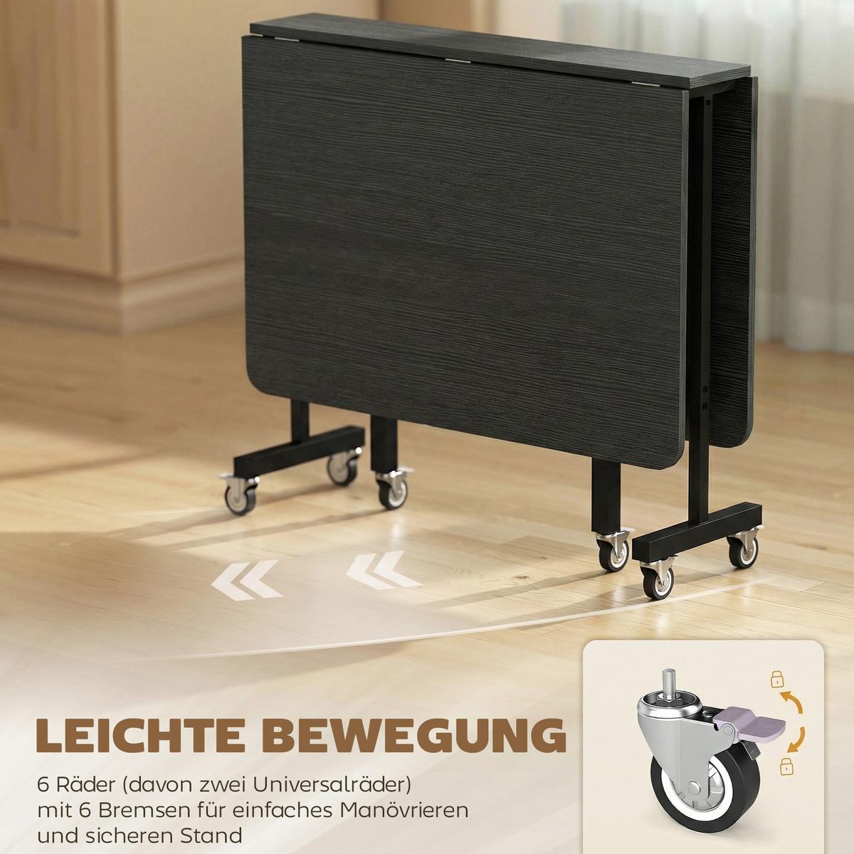 ESSTISCH klappbar aus Spanplatte Stahl Schwarz - Schwarz, Holzwerkstoff (120/80/73cm) - HOMCOM