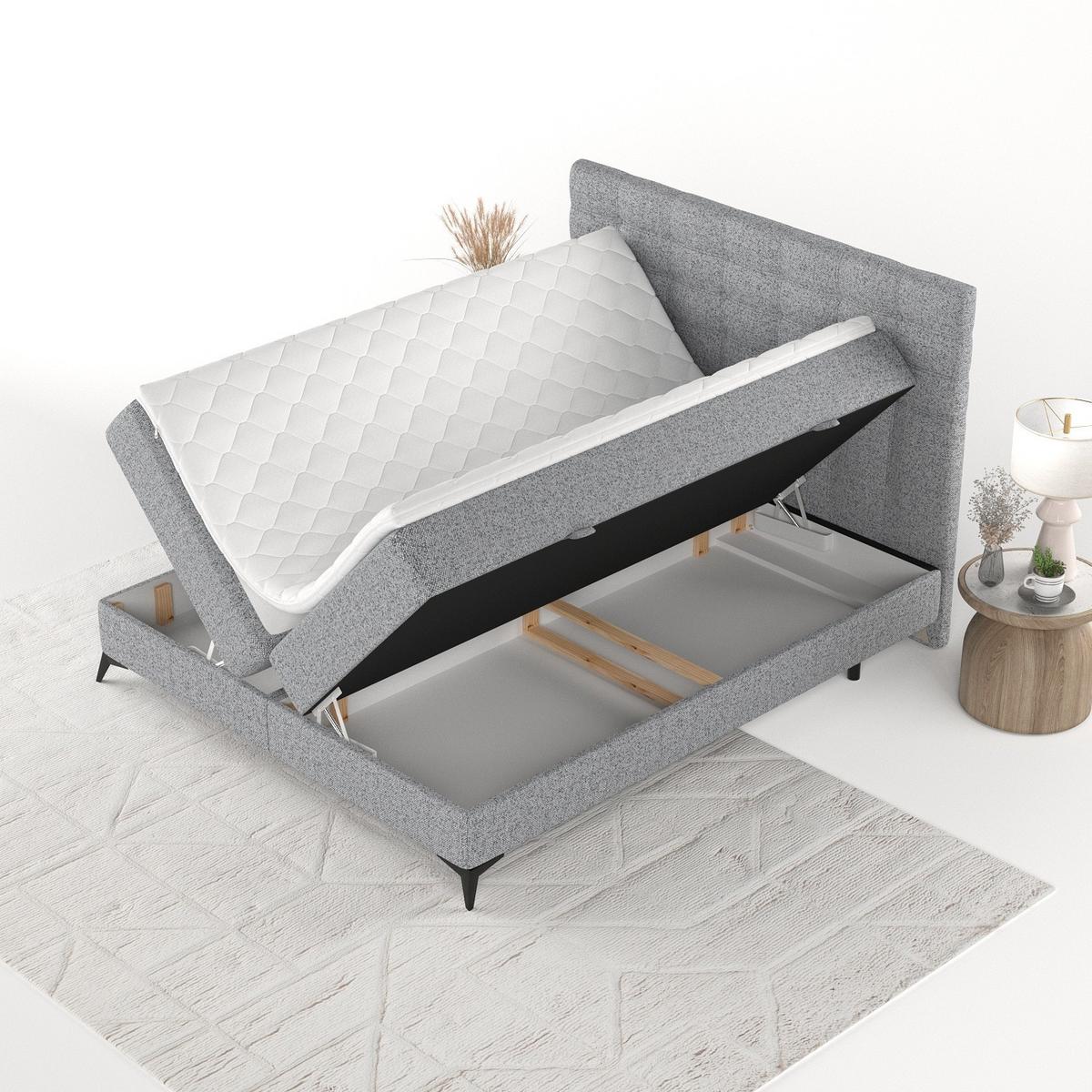 BOXBETT Niro 120/200 cm Grau im Riva Stoff - Schwarz/Grau, Holz/Holzwerkstoff (120/200cm) - AltaBeds