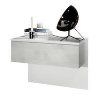 NACHTTISCH Sleep Fronten in Beton Oxid Optik - Hellgrau, Holzwerkstoff (60/46/35cm) - Vladon