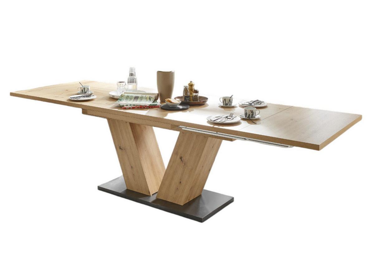 ESSTISCH ausziehbar Elena 180x90x76 Asteiche - Schwarz/Braun, Holzwerkstoff (180/90/76cm) - 58aufmkessel