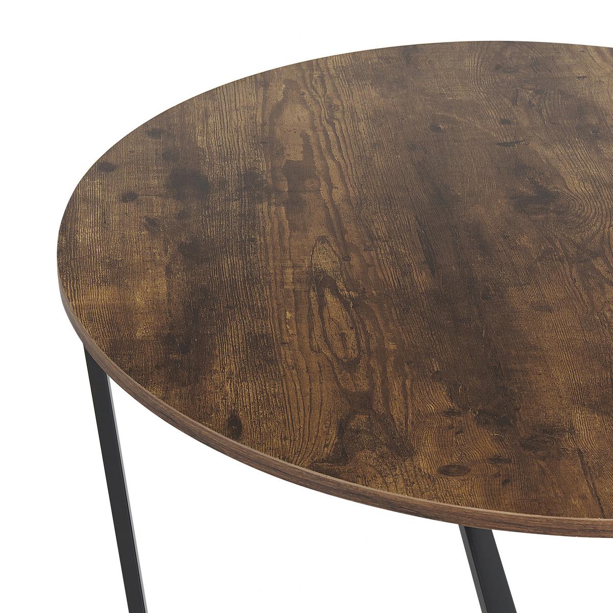 COUCHTISCH dunkler Holzfarbton/schwarz rund Orick - Dunkelbraun/Schwarz, Holzwerkstoff (80/80/47cm) - Beliani
