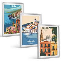 BILDER SET 3er Set - 40x60 cm Silberner Rahmen - Stadtlandschaften mit Gebäuden - Silberfarben, Kunststoff (40/60cm) - TULUP