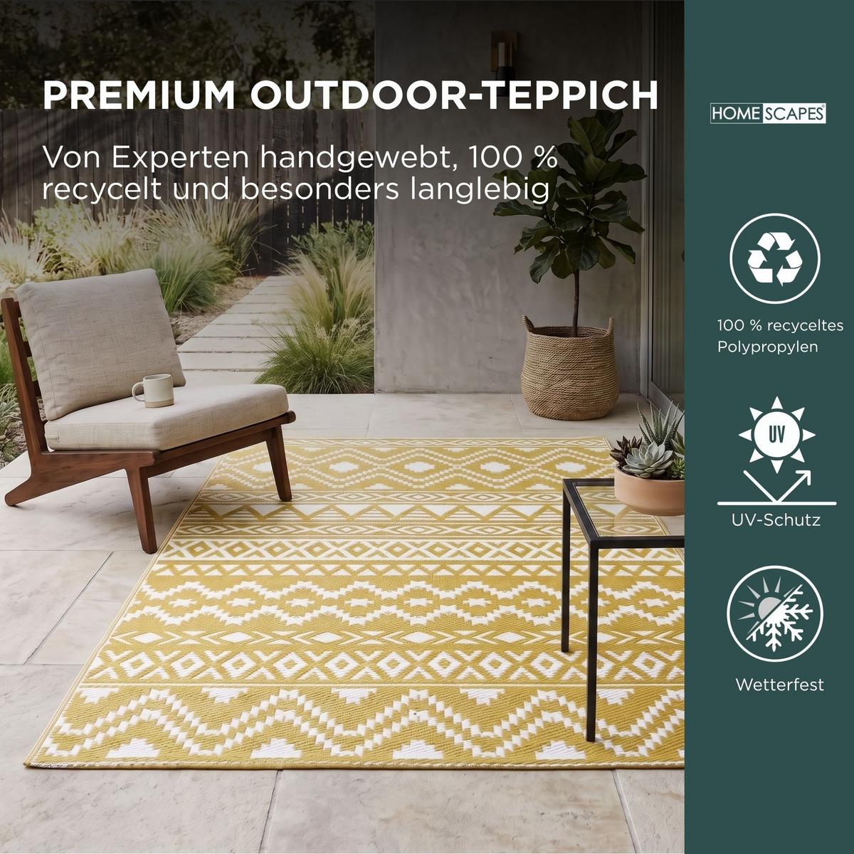 OUTDOORTEPPICH Anna, Ethno-Muster 120/180 cm - Gelb, Kunststoff (120/180cm) - Homescapes