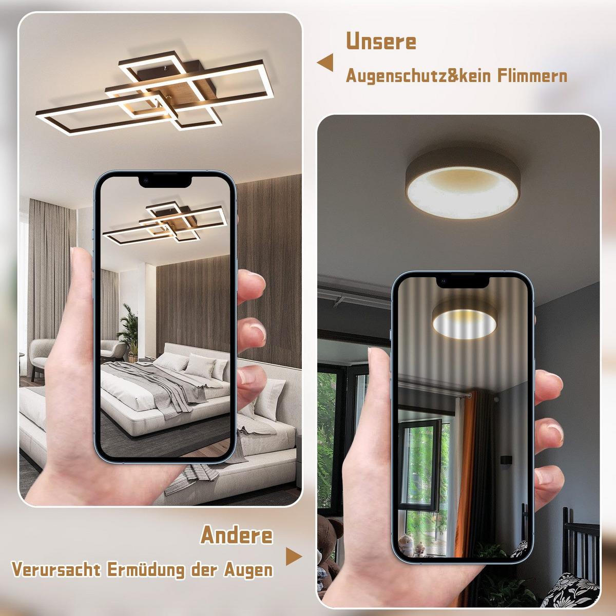 LED-DECKENLEUCHTE Gaines 64.3/35/9.5 cm - Schwarz, Metall (64.5/35/9.5cm) - Nettlife