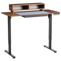 SCHREIBTISCH elektrisch höhenverstellbar 120/60 cm mit USB-Anschluss Braun/Schwarz Lucama - Schwarz/Braun, Holzwerkstoff/Metall (60/120/88cm) - Beliani