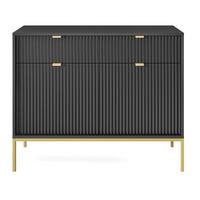SIDEBOARD Vellore Schwarz mit goldenen Metallbeinen 104 cm - Goldfarben/Schwarz, Holzwerkstoff/Metall (104/83/39cm) - Selsey
