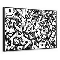 LEINWAND Bilder mit Rahmen - Formen - Buchstaben - Graffiti - Schwarz - 120x80 - Schwarz, Textil (120/80cm) - MuchoWow