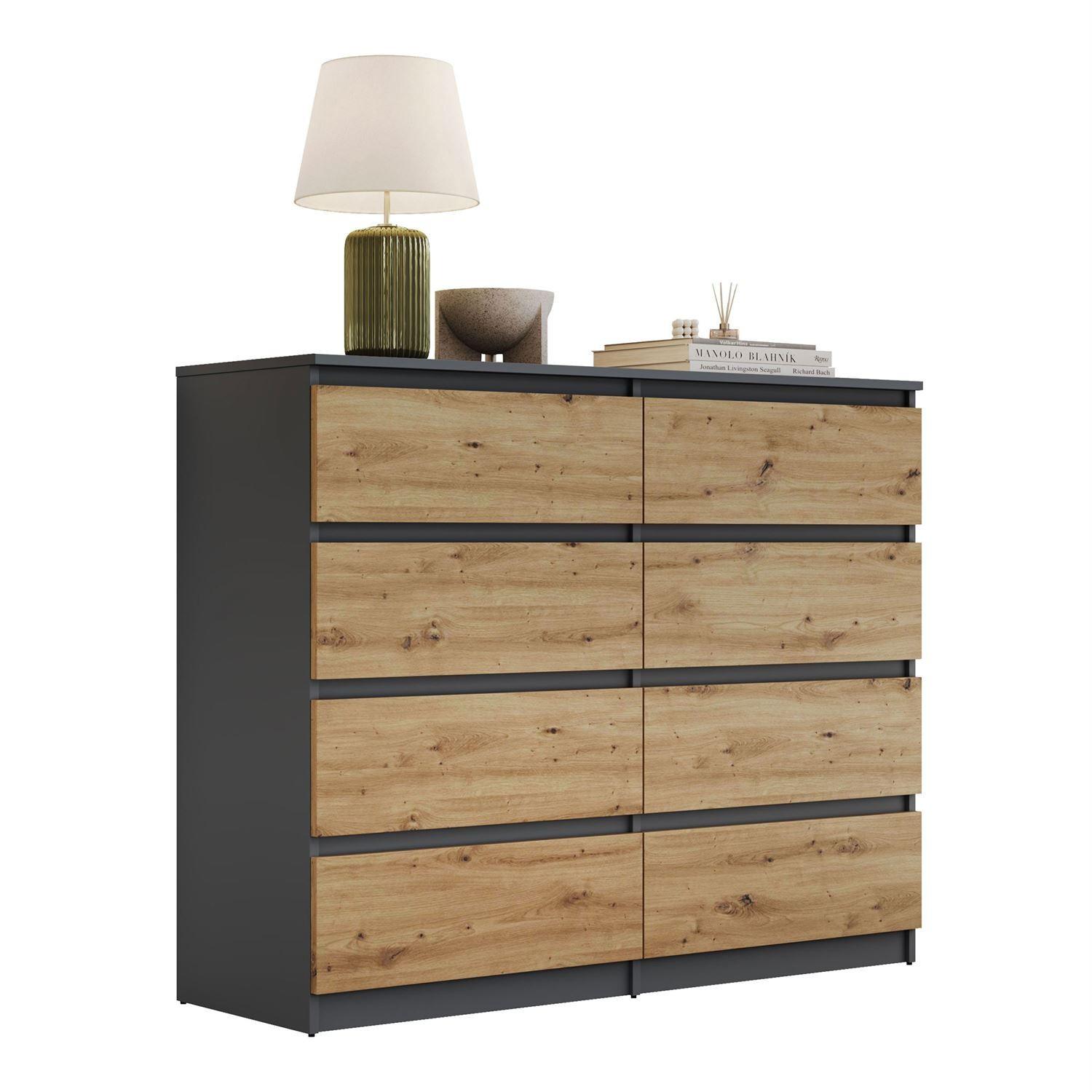 SIDEBOARD HANA M8 mit Schubladen Artisan Eiche / Anthrazit - Eiche Artisan, Holzwerkstoff (120/97/40cm) - Lookway