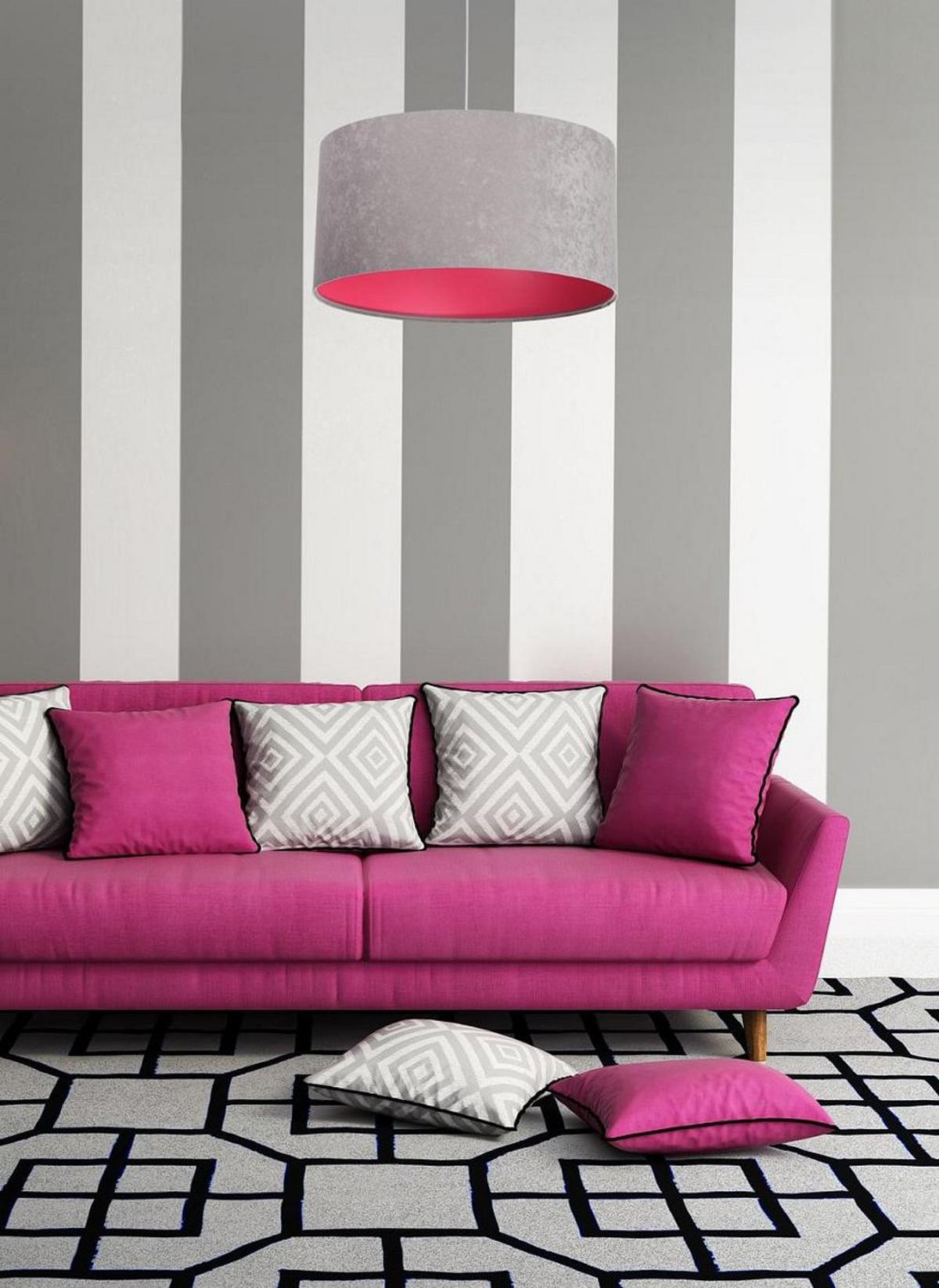 HÄNGELEUCHTE Grau 60/30 cm - Pink/Grau, Kunststoff (60/1.1/30cm) - ONZENO