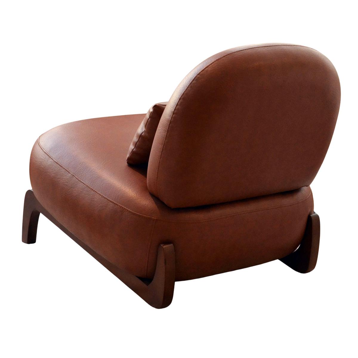 SESSEL Kunstleder Braun Armlos Holzbeine Lounge Lesesessel Wohnzimmer - Braun, Leder (86.9/69.9/72.1cm) - Urban Meuble