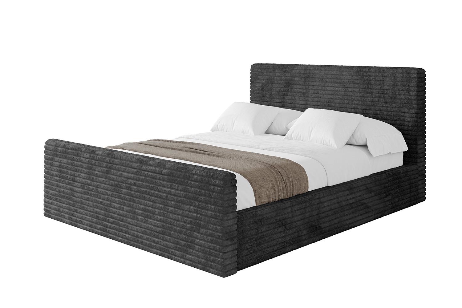 POLSTERBETT mit Bettkasten, Fußteil und Lattenrost, Boxbett mit Matratze H3/H4 - ALOVA-Z 120x200 Schwarz - Schwarz, Holzwerkstoff/Textil (120/200cm) - ALTDECOR