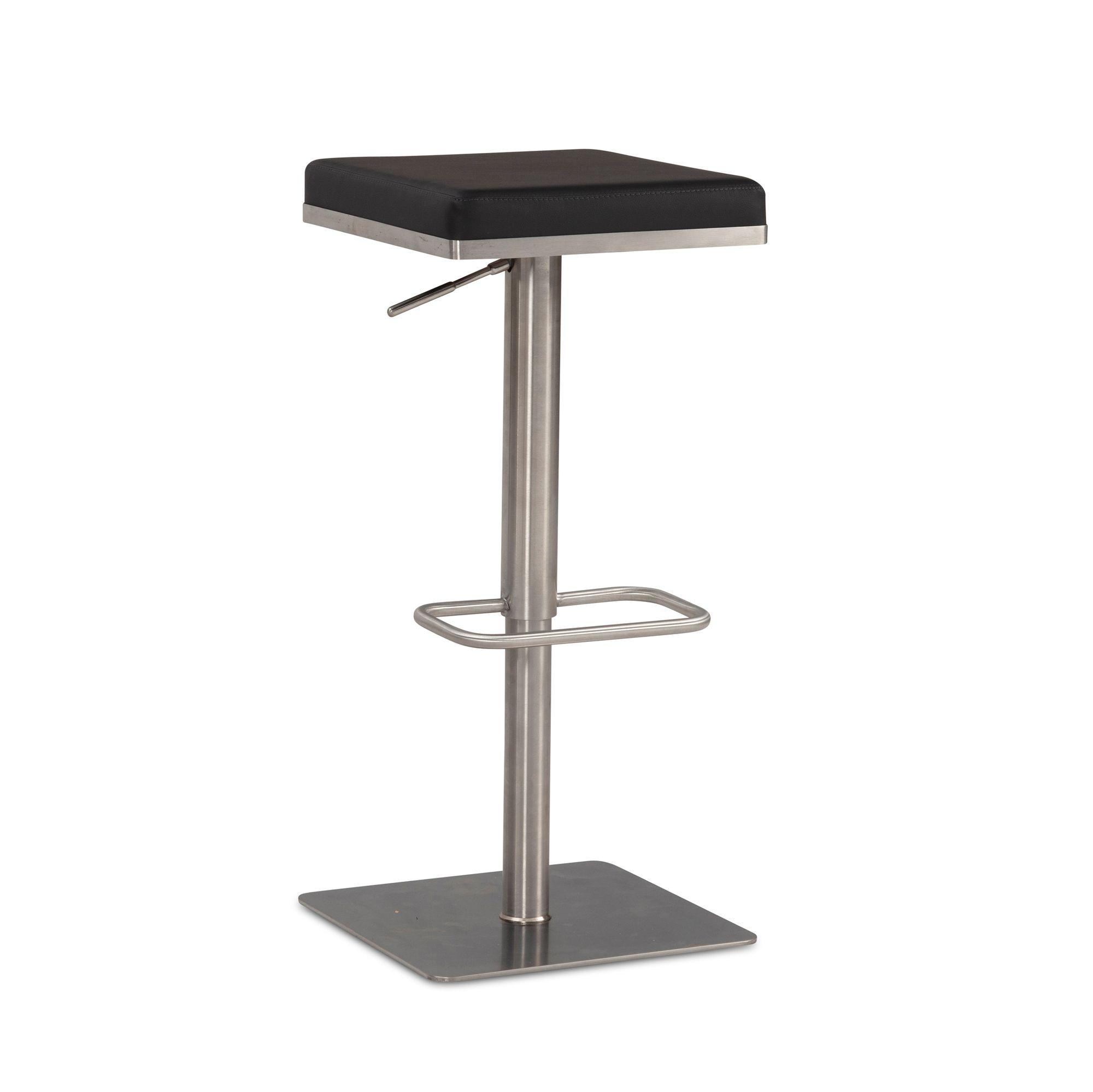 BARHOCKER – Schwarz, Kunstleder, Edelstahl, höhenverstellbar, drehbar, gepolstert, Modern - Silberfarben/Schwarz, Kunststoff/Textil (37/82/37cm) - KADIMA DESIGN